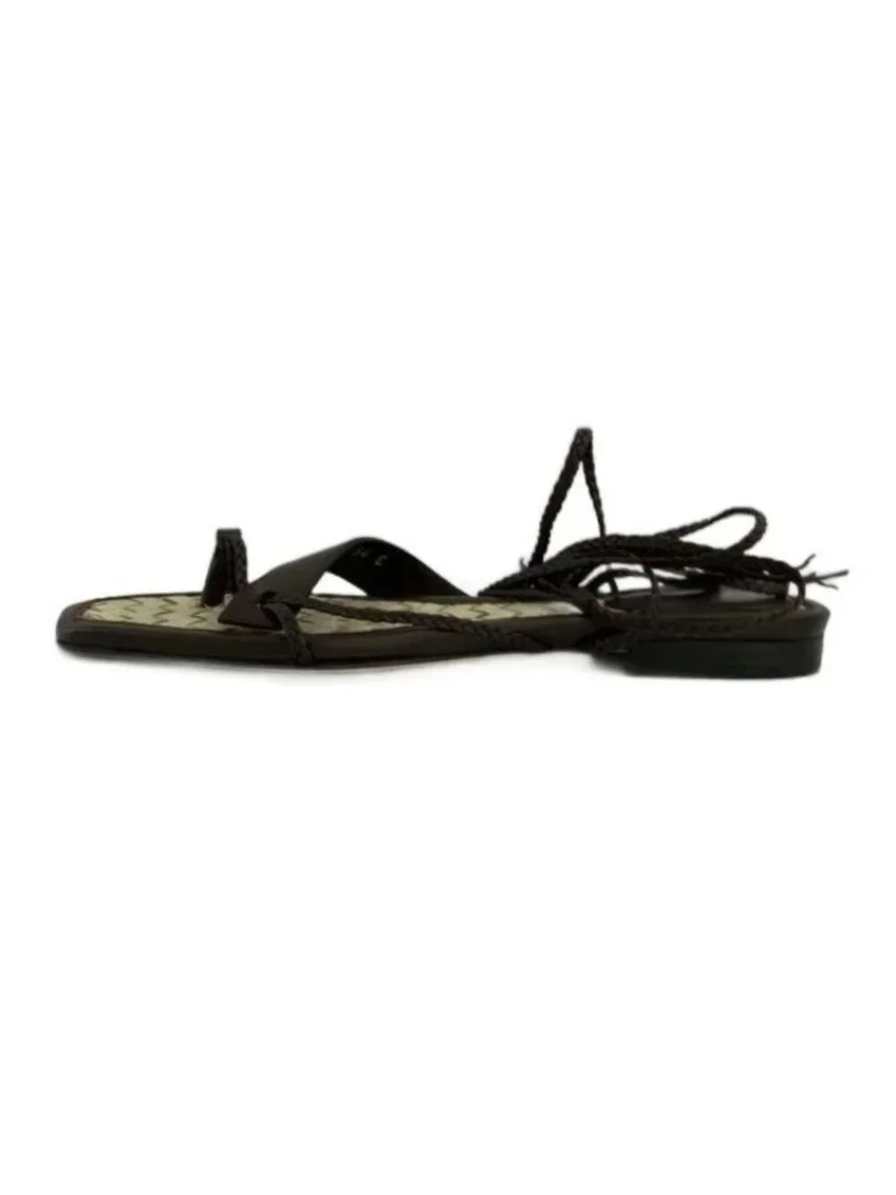 Gucci Y2k Era Sandals Leather Flat Square Toe Lace-up Braided Brown